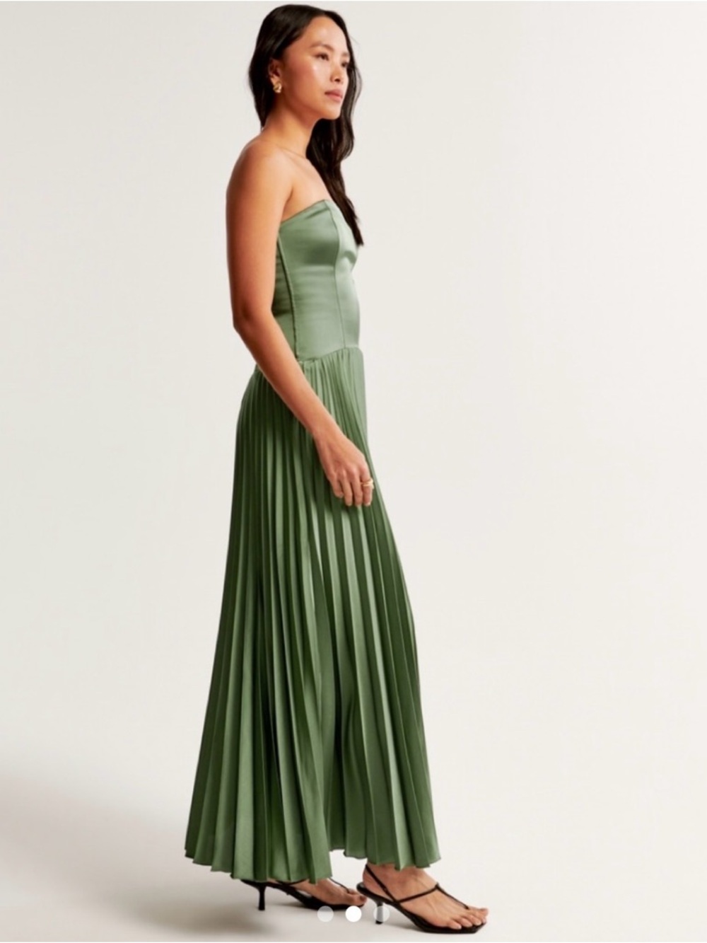 Sage Green Drop Waist Strapless Gown - Picture 2 of 4